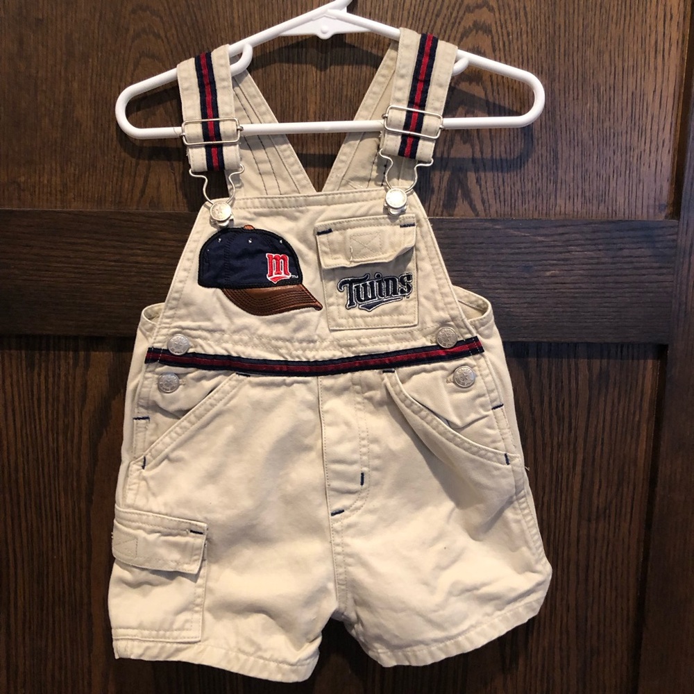 MLB Twins baseball embroidered toddler short overalls 12m